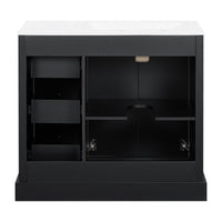 VanityFus 36-in Single Sink Combo Black Bathroom Vanity With Ceramic Top 1 Soft-Close Doors 3 drawer
