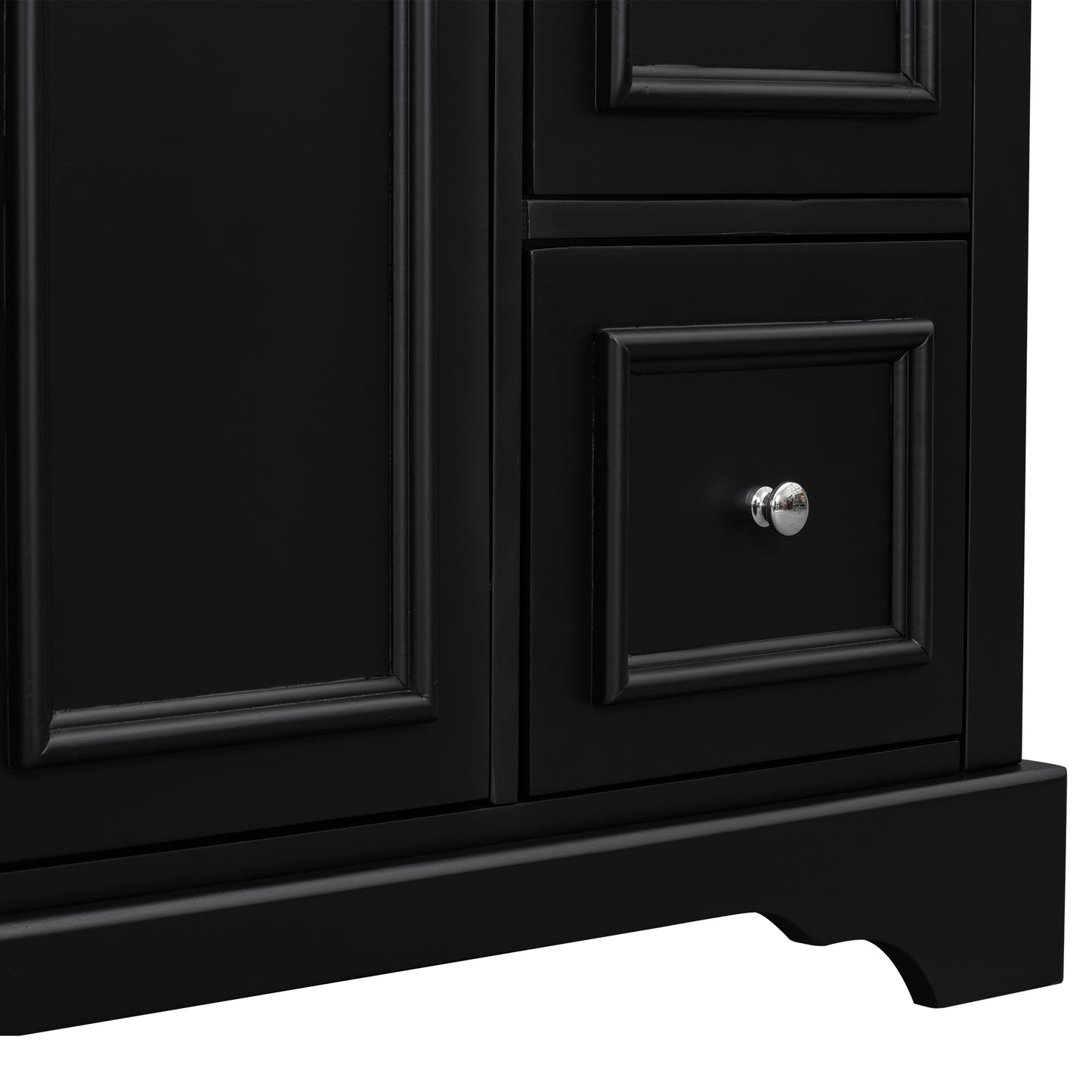 VanityFus 36-in Single Sink Combo Black Bathroom Vanity With Ceramic Top 1 Soft-Close Doors 3 drawer