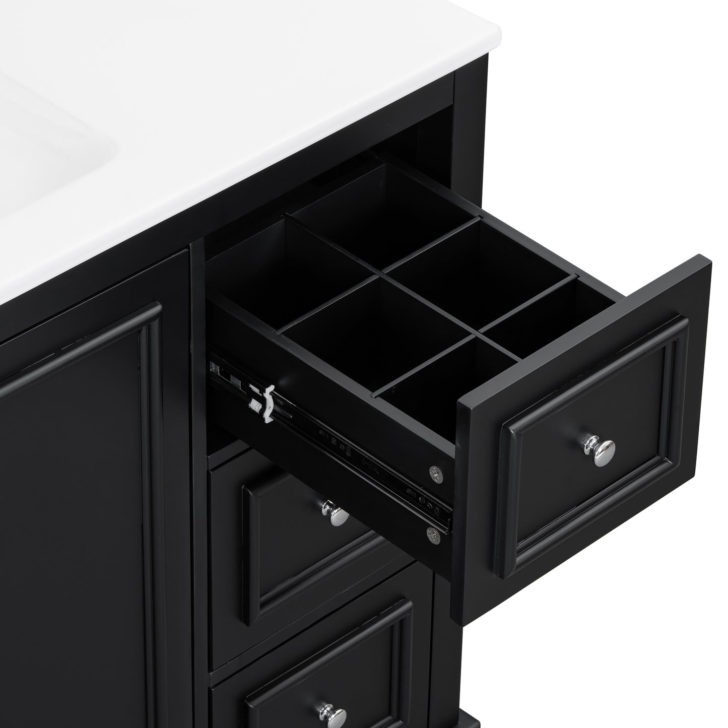 VanityFus 36-in Single Sink Combo Black Bathroom Vanity With Ceramic Top 1 Soft-Close Doors 3 drawer