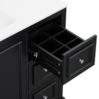VanityFus 36-in Single Sink Combo Black Bathroom Vanity With Ceramic Top 1 Soft-Close Doors 3 drawer