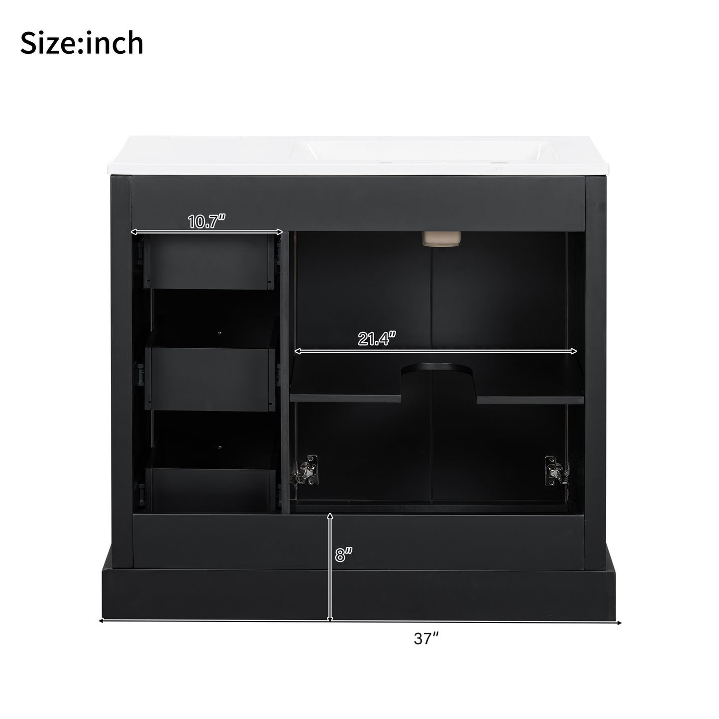 VanityFus 36-in Single Sink Combo Black Bathroom Vanity With Ceramic Top 1 Soft-Close Doors 3 drawer