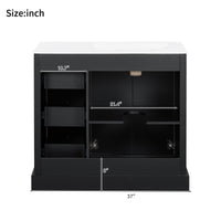 VanityFus 36-in Single Sink Combo Black Bathroom Vanity With Ceramic Top 1 Soft-Close Doors 3 drawer