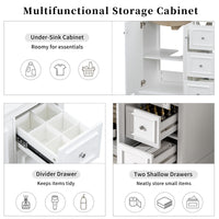 VanityFus 36-in Single Sink Combo White Bathroom Vanity With Ceramic Top 1 Soft-Close Doors 3 drawer