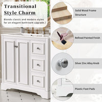 VanityFus 36-in Single Sink Combo White Bathroom Vanity With Ceramic Top 1 Soft-Close Doors 3 drawer