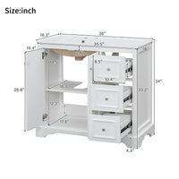 VanityFus 36-in Single Sink Combo White Bathroom Vanity With Ceramic Top 1 Soft-Close Doors 3 drawer