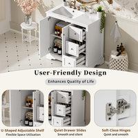 VanityFus 36-in Single Sink Combo White Bathroom Vanity With Ceramic Top 1 Soft-Close Doors 3 drawer