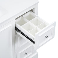 VanityFus 36-in Single Sink Combo White Bathroom Vanity With Ceramic Top 1 Soft-Close Doors 3 drawer