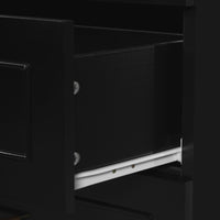 VanityFus Black 15.67-in x 29.92-in x 72.2-in Wood Freestanding Soft Close Linen Cabinet adjustable shelves 4 Soft close doors 3 drawers