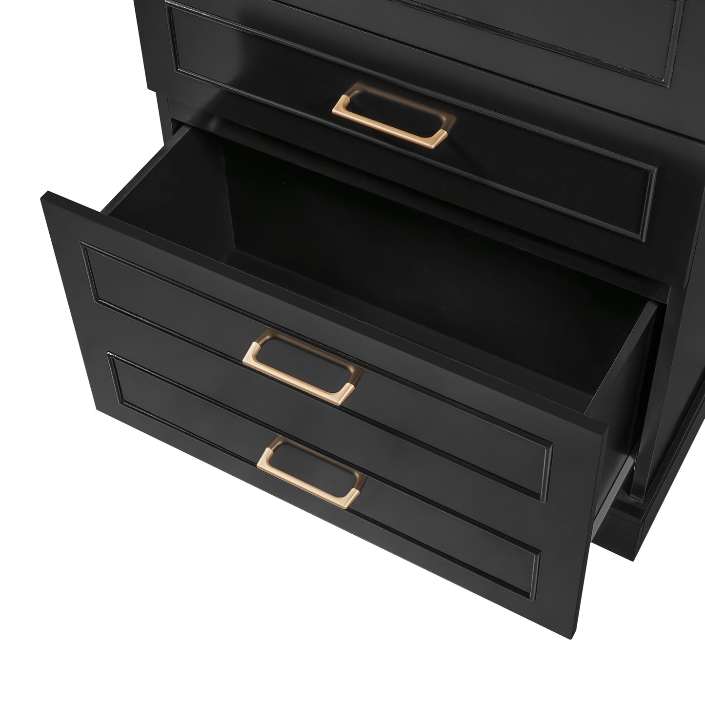 VanityFus Black 15.67-in x 29.92-in x 72.2-in Wood Freestanding Soft Close Linen Cabinet adjustable shelves 4 Soft close doors 3 drawers