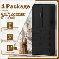 VanityFus Black 15.67-in x 29.92-in x 72.2-in Wood Freestanding Soft Close Linen Cabinet adjustable shelves 4 Soft close doors 3 drawers