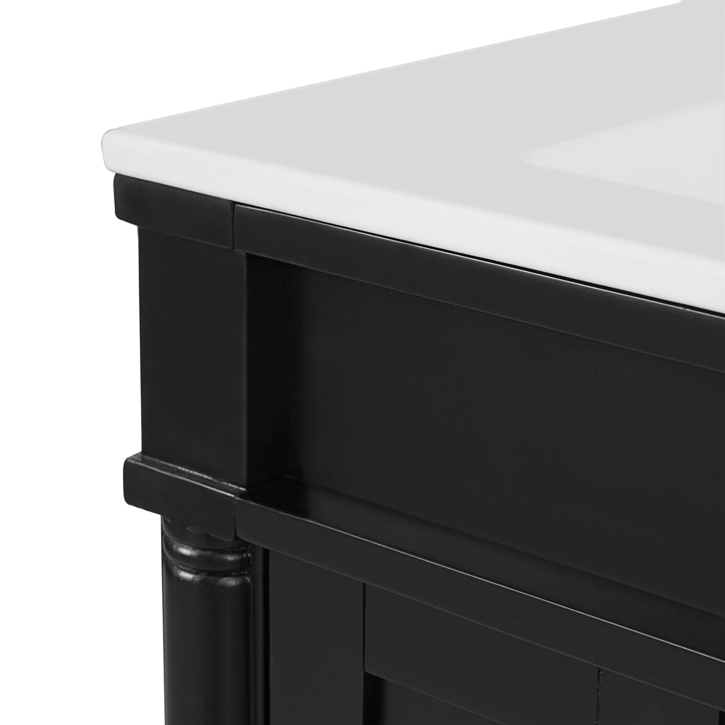 VanityFus Black 30-in Bathroom Vanity Single Sink Combo Ceramic Top 2 Soft-Close Doors 3 Drawers Adjustable Shelves