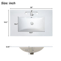 VanityFus White 30-in Bathroom Vanity Single Sink Combo Ceramic Top 2 Soft-Close Doors 3 Drawers Adjustable Shelves