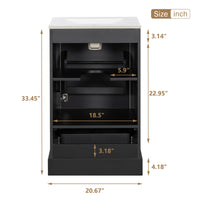 VanityFus Black 20-in Bathroom Vanity Single Sink Combo Ceramic Top 1 Soft-Close Doors 1 Drawer Adjustable shelves