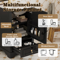 VanityFus Black 20-in Bathroom Vanity Single Sink Combo Ceramic Top 1 Soft-Close Doors 1 Drawer Adjustable shelves