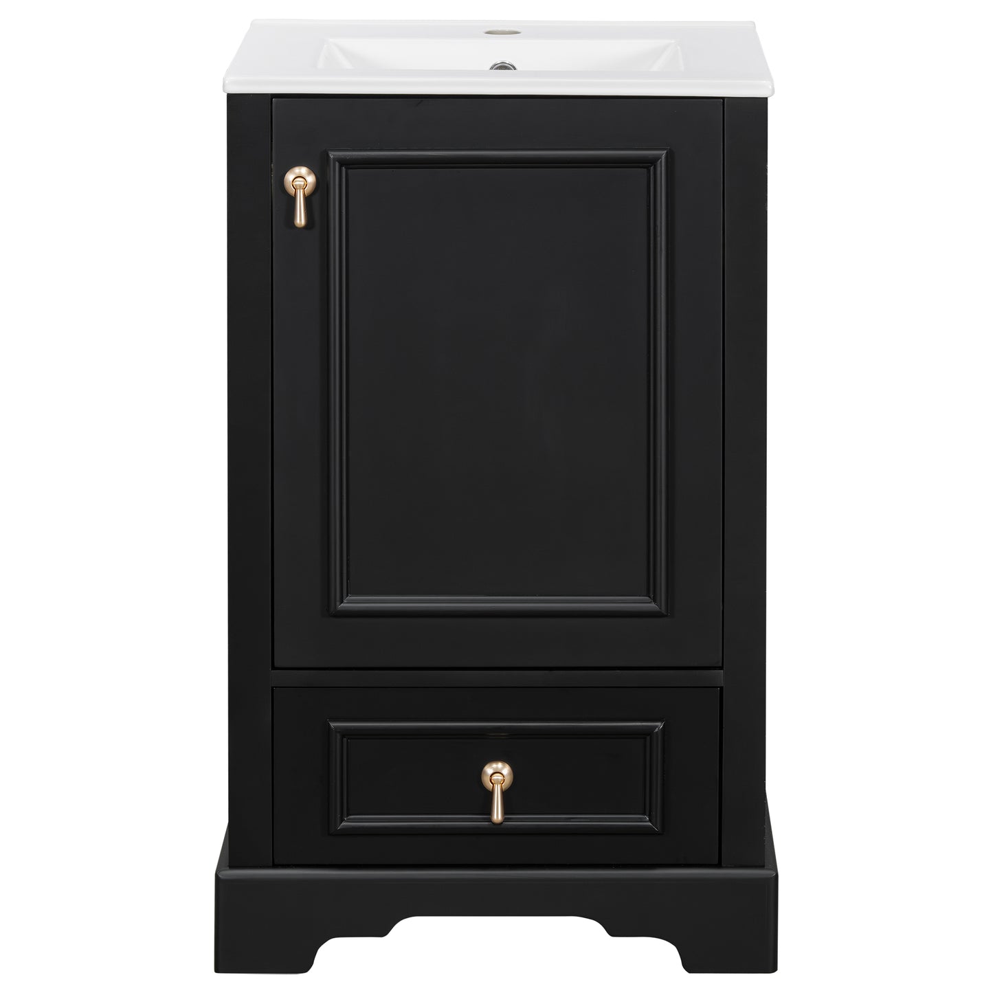 VanityFus Black 20-in Bathroom Vanity Single Sink Combo Ceramic Top 1 Soft-Close Doors 1 Drawer Adjustable shelves