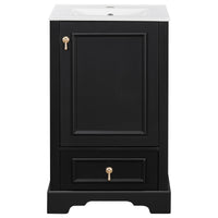 VanityFus Black 20-in Bathroom Vanity Single Sink Combo Ceramic Top 1 Soft-Close Doors 1 Drawer Adjustable shelves