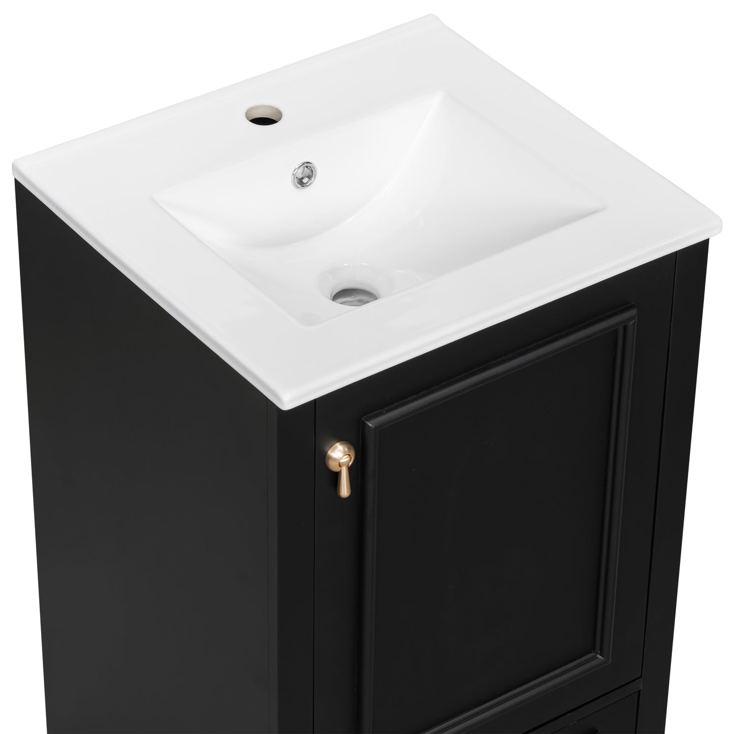 VanityFus Black 20-in Bathroom Vanity Single Sink Combo Ceramic Top 1 Soft-Close Doors 1 Drawer Adjustable shelves