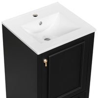 VanityFus Black 20-in Bathroom Vanity Single Sink Combo Ceramic Top 1 Soft-Close Doors 1 Drawer Adjustable shelves