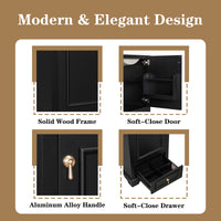 VanityFus Black 20-in Bathroom Vanity Single Sink Combo Ceramic Top 1 Soft-Close Doors 1 Drawer Adjustable shelves
