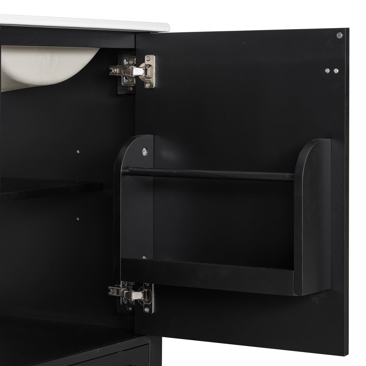 VanityFus Black 20-in Bathroom Vanity Single Sink Combo Ceramic Top 1 Soft-Close Doors 1 Drawer Adjustable shelves