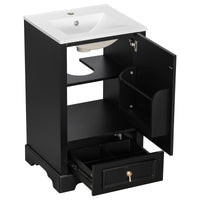 VanityFus Black 20-in Bathroom Vanity Single Sink Combo Ceramic Top 1 Soft-Close Doors 1 Drawer Adjustable shelves