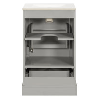 VanityFus Gray 20-in Bathroom Vanity Single Sink Combo Ceramic Top 1 Soft-Close Doors 1 Drawer Adjustable shelves