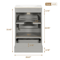 VanityFus Gray 20-in Bathroom Vanity Single Sink Combo Ceramic Top 1 Soft-Close Doors 1 Drawer Adjustable shelves