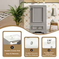 VanityFus Gray 20-in Bathroom Vanity Single Sink Combo Ceramic Top 1 Soft-Close Doors 1 Drawer Adjustable shelves