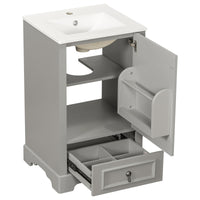 VanityFus Gray 20-in Bathroom Vanity Single Sink Combo Ceramic Top 1 Soft-Close Doors 1 Drawer Adjustable shelves