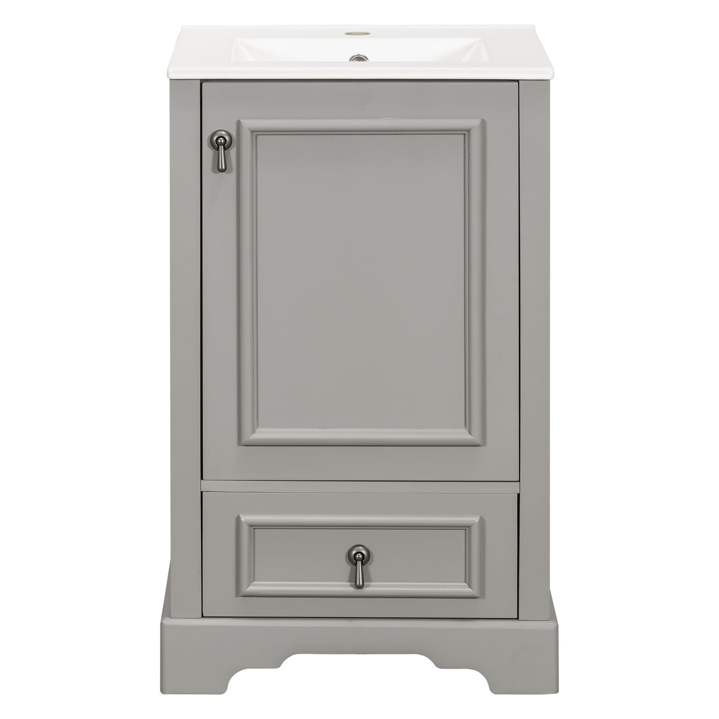 VanityFus Gray 20-in Bathroom Vanity Single Sink Combo Ceramic Top 1 Soft-Close Doors 1 Drawer Adjustable shelves