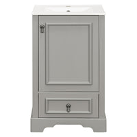 VanityFus Gray 20-in Bathroom Vanity Single Sink Combo Ceramic Top 1 Soft-Close Doors 1 Drawer Adjustable shelves
