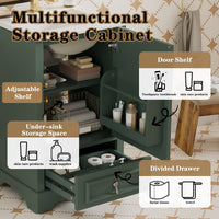 VanityFus Green 20-in Bathroom Vanity Single Sink Combo Ceramic Top 1 Soft-Close Doors 1 Drawer Adjustable shelves