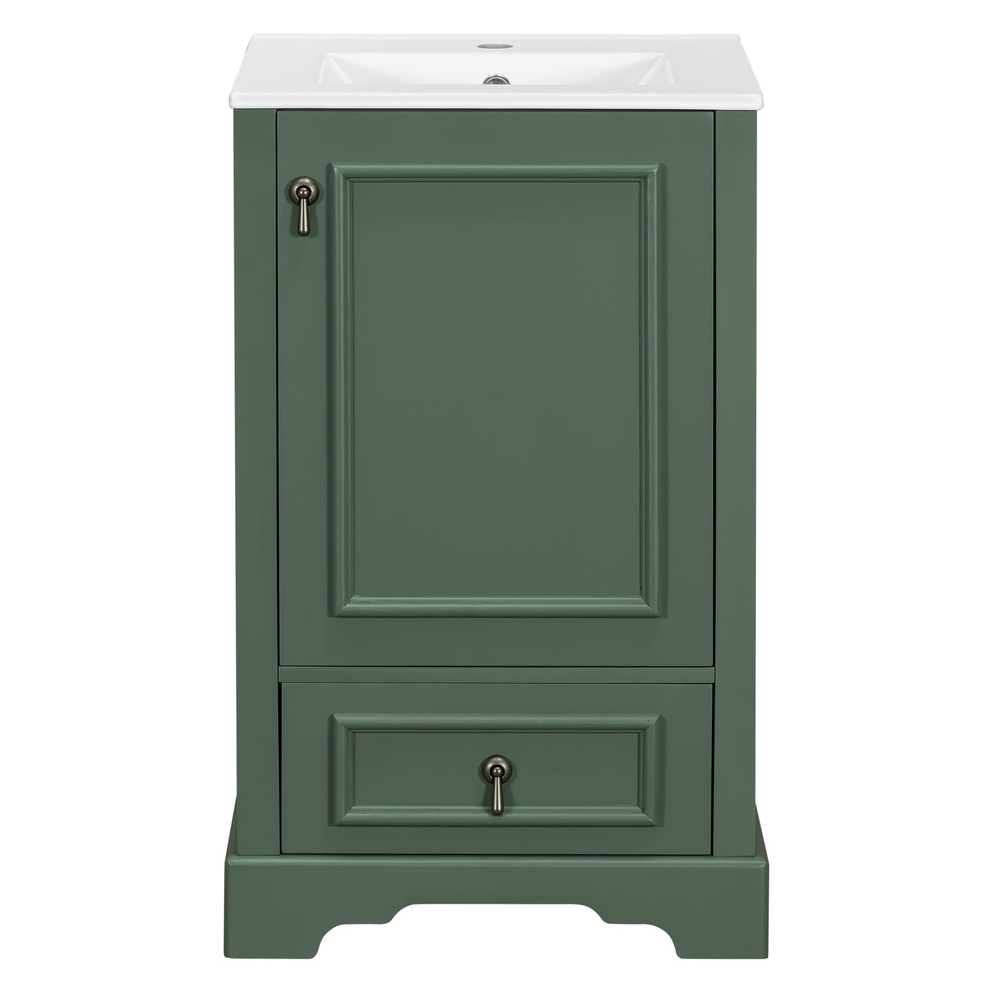 VanityFus Green 20-in Bathroom Vanity Single Sink Combo Ceramic Top 1 Soft-Close Doors 1 Drawer Adjustable shelves
