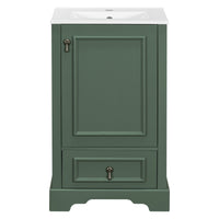 VanityFus Green 20-in Bathroom Vanity Single Sink Combo Ceramic Top 1 Soft-Close Doors 1 Drawer Adjustable shelves
