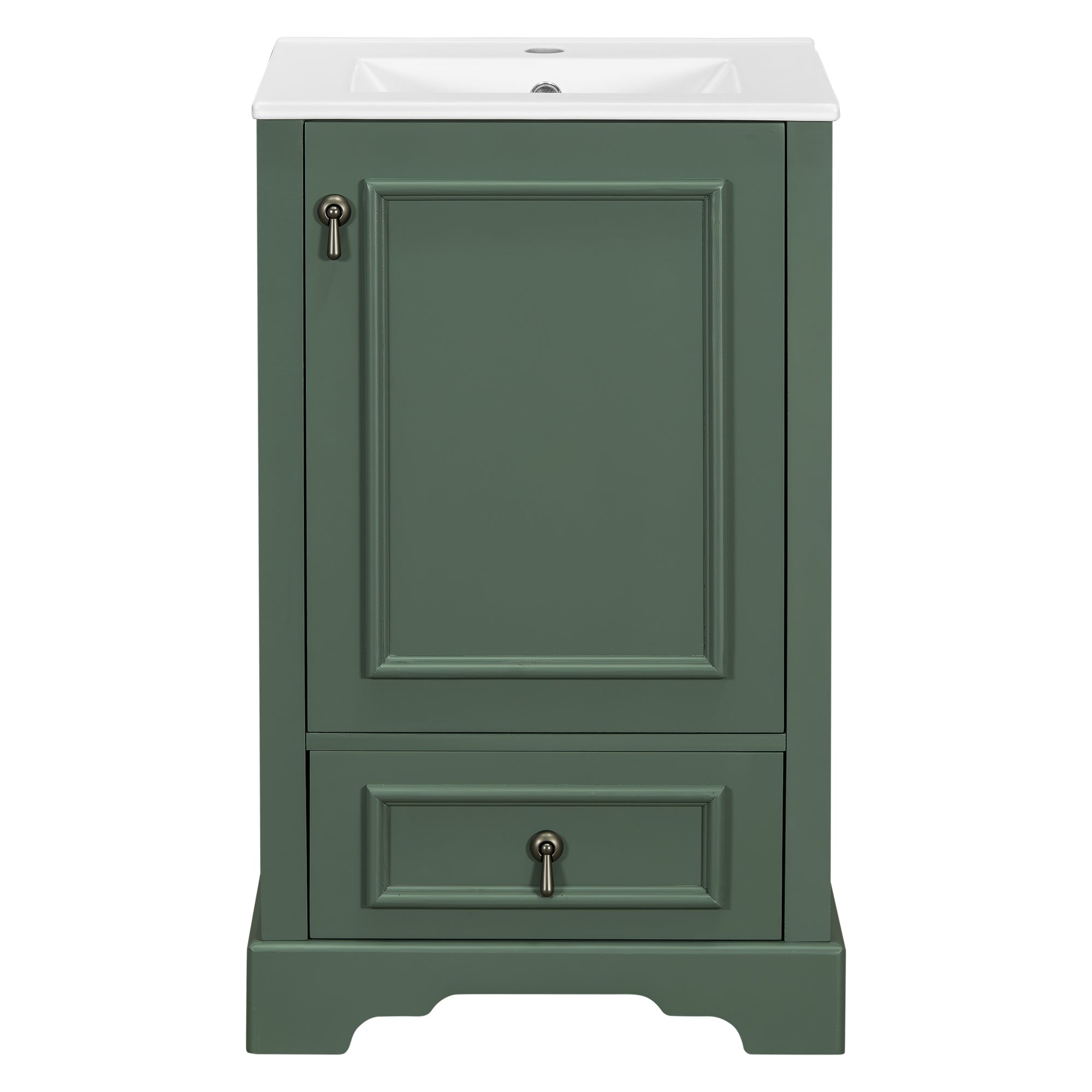 VanityFus Green 20-in Bathroom Vanity Single Sink Combo Ceramic Top 1 Soft-Close Doors 1 Drawer Adjustable shelves