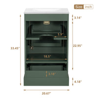 VanityFus Green 20-in Bathroom Vanity Single Sink Combo Ceramic Top 1 Soft-Close Doors 1 Drawer Adjustable shelves
