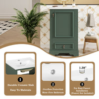 VanityFus Green 20-in Bathroom Vanity Single Sink Combo Ceramic Top 1 Soft-Close Doors 1 Drawer Adjustable shelves