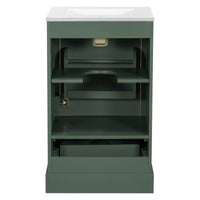 VanityFus Green 20-in Bathroom Vanity Single Sink Combo Ceramic Top 1 Soft-Close Doors 1 Drawer Adjustable shelves