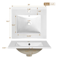 VanityFus Green 20-in Bathroom Vanity Single Sink Combo Ceramic Top 1 Soft-Close Doors 1 Drawer Adjustable shelves