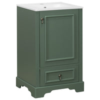 VanityFus Green 20-in Bathroom Vanity Single Sink Combo Ceramic Top 1 Soft-Close Doors 1 Drawer Adjustable shelves