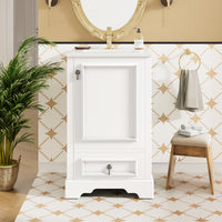 VanityFus White 20-in Bathroom Vanity Single Sink Combo Ceramic Top 1 Soft-Close Doors 1 Drawer Adjustable shelves