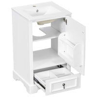 VanityFus White 20-in Bathroom Vanity Single Sink Combo Ceramic Top 1 Soft-Close Doors 1 Drawer Adjustable shelves