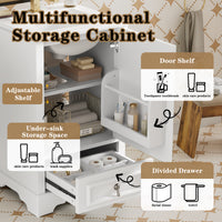 VanityFus White 20-in Bathroom Vanity Single Sink Combo Ceramic Top 1 Soft-Close Doors 1 Drawer Adjustable shelves