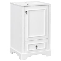 VanityFus White 20-in Bathroom Vanity Single Sink Combo Ceramic Top 1 Soft-Close Doors 1 Drawer Adjustable shelves