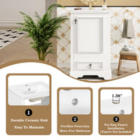 VanityFus White 20-in Bathroom Vanity Single Sink Combo Ceramic Top 1 Soft-Close Doors 1 Drawer Adjustable shelves