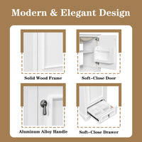 VanityFus White 20-in Bathroom Vanity Single Sink Combo Ceramic Top 1 Soft-Close Doors 1 Drawer Adjustable shelves