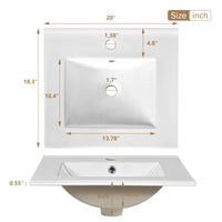 VanityFus White 20-in Bathroom Vanity Single Sink Combo Ceramic Top 1 Soft-Close Doors 1 Drawer Adjustable shelves