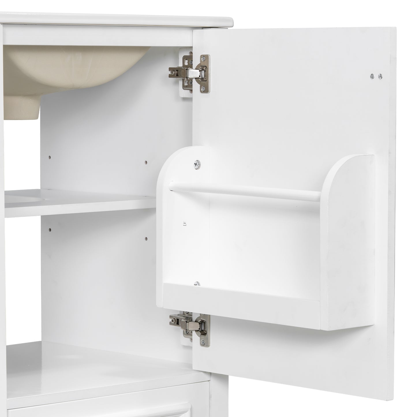 VanityFus White 20-in Bathroom Vanity Single Sink Combo Ceramic Top 1 Soft-Close Doors 1 Drawer Adjustable shelves