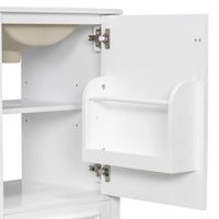 VanityFus White 20-in Bathroom Vanity Single Sink Combo Ceramic Top 1 Soft-Close Doors 1 Drawer Adjustable shelves