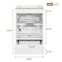 VanityFus White 20-in Bathroom Vanity Single Sink Combo Ceramic Top 1 Soft-Close Doors 1 Drawer Adjustable shelves